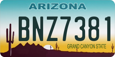AZ license plate BNZ7381