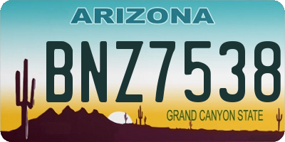 AZ license plate BNZ7538