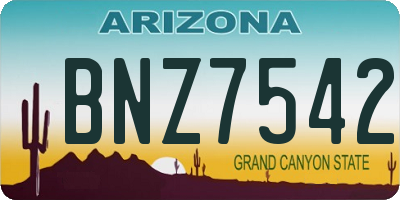 AZ license plate BNZ7542