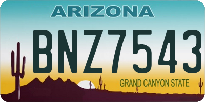 AZ license plate BNZ7543