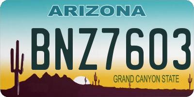 AZ license plate BNZ7603