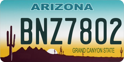 AZ license plate BNZ7802