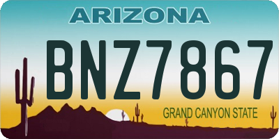 AZ license plate BNZ7867