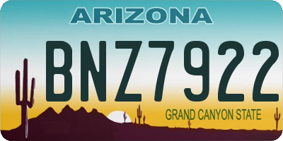 AZ license plate BNZ7922