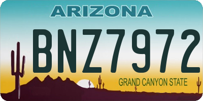 AZ license plate BNZ7972