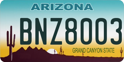 AZ license plate BNZ8003