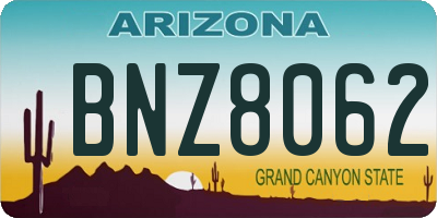AZ license plate BNZ8062