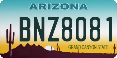 AZ license plate BNZ8081
