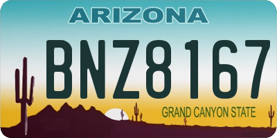 AZ license plate BNZ8167