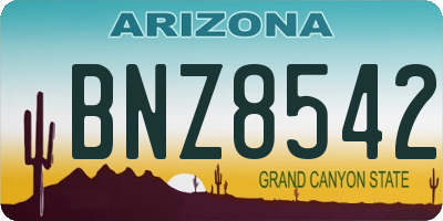 AZ license plate BNZ8542