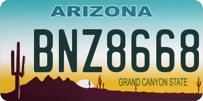 AZ license plate BNZ8668