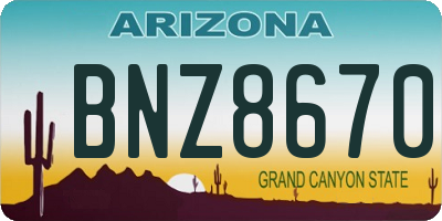 AZ license plate BNZ8670