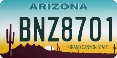 AZ license plate BNZ8701