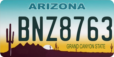 AZ license plate BNZ8763