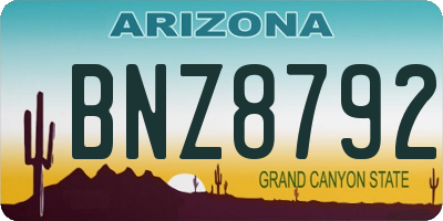 AZ license plate BNZ8792