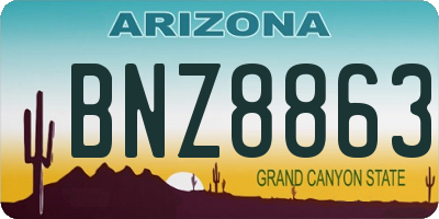AZ license plate BNZ8863
