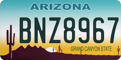 AZ license plate BNZ8967