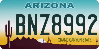 AZ license plate BNZ8992