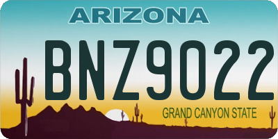 AZ license plate BNZ9022