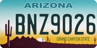 AZ license plate BNZ9026