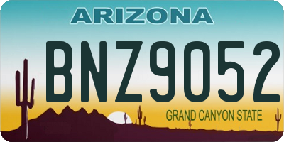 AZ license plate BNZ9052