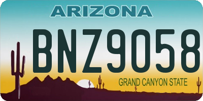 AZ license plate BNZ9058