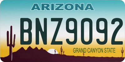 AZ license plate BNZ9092
