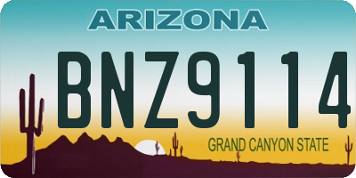 AZ license plate BNZ9114