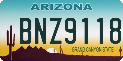 AZ license plate BNZ9118