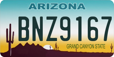 AZ license plate BNZ9167