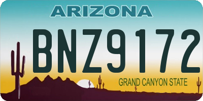 AZ license plate BNZ9172