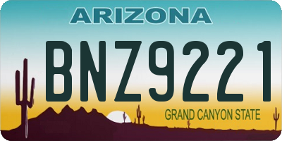 AZ license plate BNZ9221
