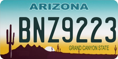 AZ license plate BNZ9223
