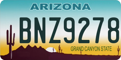 AZ license plate BNZ9278