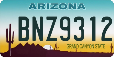 AZ license plate BNZ9312