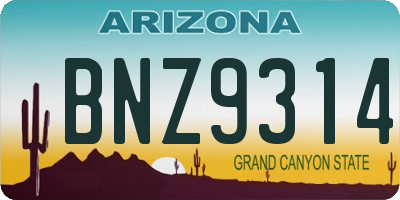 AZ license plate BNZ9314