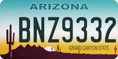 AZ license plate BNZ9332