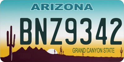 AZ license plate BNZ9342