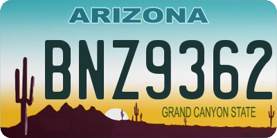 AZ license plate BNZ9362