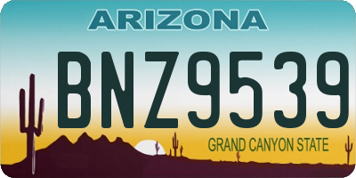 AZ license plate BNZ9539