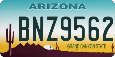 AZ license plate BNZ9562