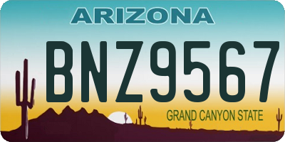 AZ license plate BNZ9567