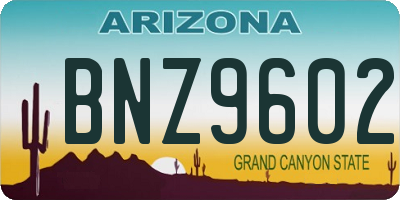 AZ license plate BNZ9602