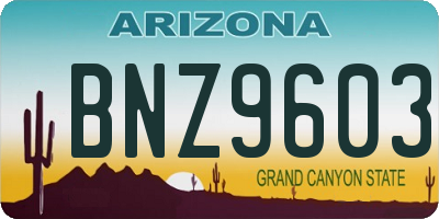 AZ license plate BNZ9603