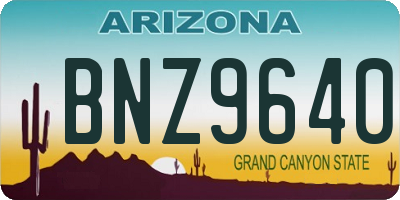 AZ license plate BNZ9640