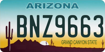 AZ license plate BNZ9663