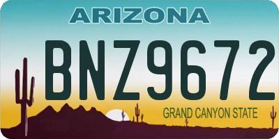 AZ license plate BNZ9672
