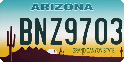 AZ license plate BNZ9703