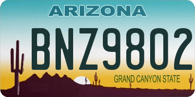 AZ license plate BNZ9802