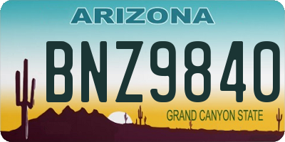 AZ license plate BNZ9840